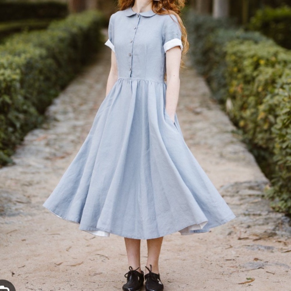 Son de Flor natural linen dress size L